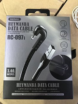 Кабель Remax HEYMANBA RC-097i, lightning, 1 м, черный