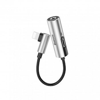 Переходник Baseus L42 CALL42-91, Apple Lightning - mini jack 3.5 mm, серебристый