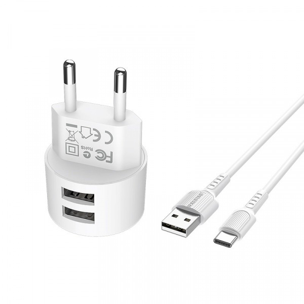 Комплект зарядки Type-C BA23A, 2 USB, 2.4А