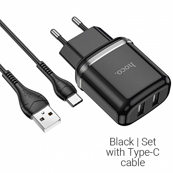 Зарядное устройство HOCO N4 Aspiring Type-C, 2.4A, черный