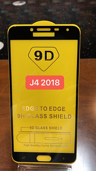 Защитное стекло Full Glue для Samsung J4 2018, черный