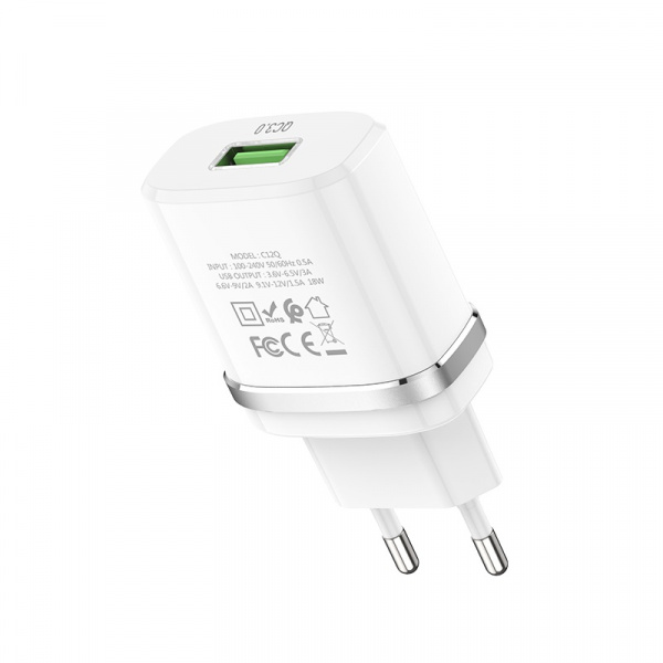 Зарядное устройство HOCO C12Q Smart, 3A, белый, 18W