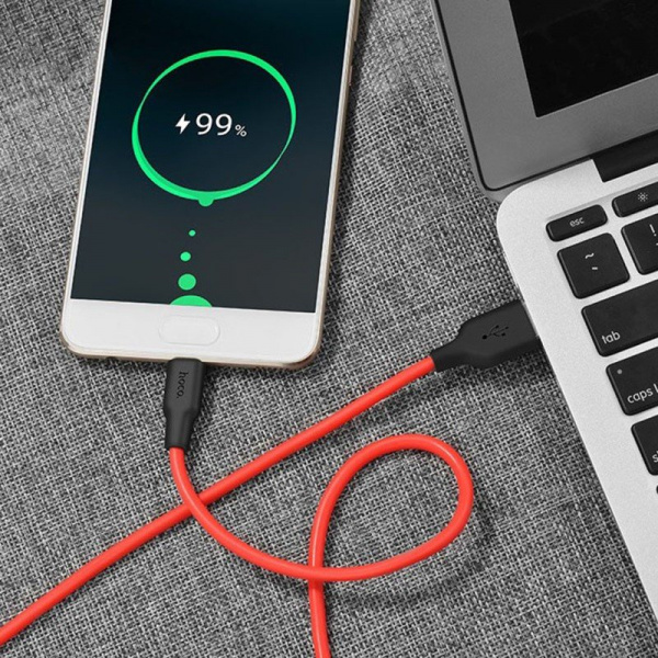 Кабель Hoco X21 Silicone, USB - USB Type-C, 1 м, красный