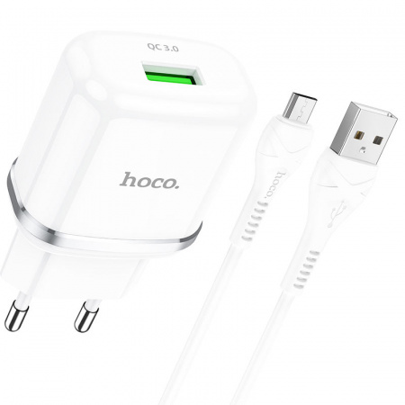 Зарядное устройство HOCO N3 Special, 3A, белый, кабель micro USB