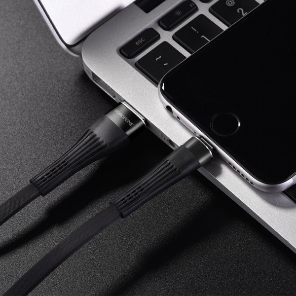 Кабель Borofone BU4, lightning, 1.2 м, черный