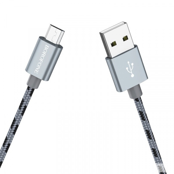 Кабель Borofone BX24 USB - micro USB, 1 м серый