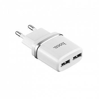 Сетевое зарядное устройство Hoco C12, 2 USB, 2.4А, белый
