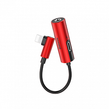 Переходник Baseus L42 CALL42-91, Apple Lightning - mini jack 3.5 mm, красный