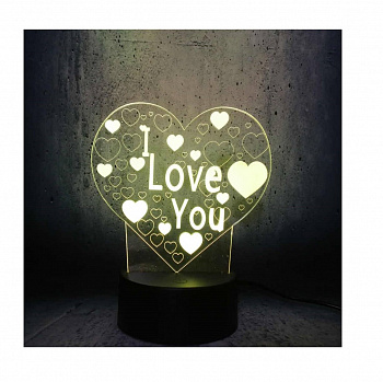 3д светильник I Love You