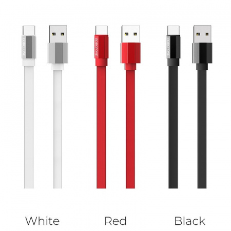 Кабель Borofone BU8 Glory, USB - USB Type-C, 1.2 м, красный