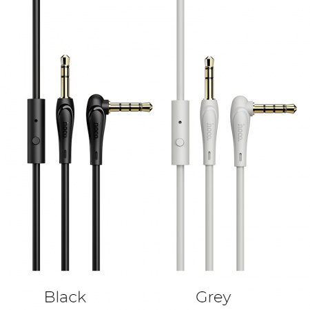 Аудио-кабель HOCO UPA15 AUX, 3.5 AUX - Jack 3,5, 1 м, черный, с микрофоном