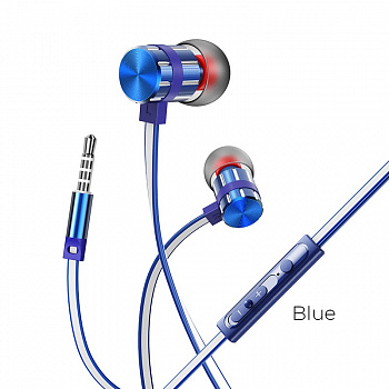 Проводные наушники BOROFONE BM48 Acoustic, Jack 3.5mm, 1.2 м, синий, контроллер с микрофоном