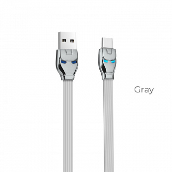 Кабель Hoco U14 Steel man, USB - USB Type-C, 1.2 м, серый