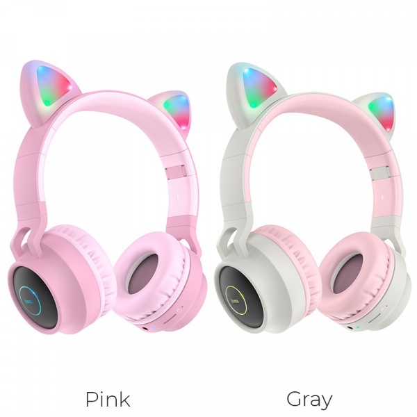 Беспроводные наушники HOCO W27 Cat ear, Bluetooth, 300 мАч, серый, TF, AUX
