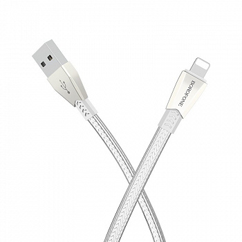 Кабель Borofone BU2, lightning, 1.2 м, серебристый