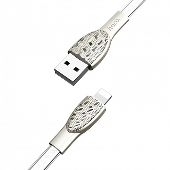 Кабель Hoco U52 Bright, lightning, 1.2 м, серебристый