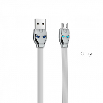 Кабель Hoco U14 Steel USB - micro USB, 1.2 м серый