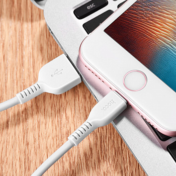 Кабель Hoco X13, lightning, 1 м, белый