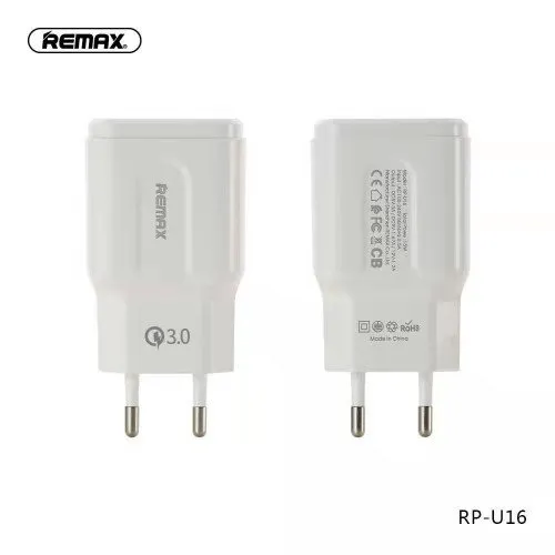 Сетевое зарядное устройство Remax RP-U16 QC 3.0, 1 USB, 3А, Quick charge