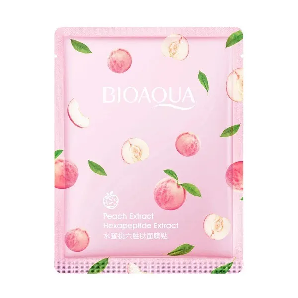 Тканевая маска bioaqua peach extract hexapeptide extract